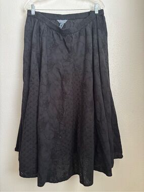 Koret Black Eyelet A-Line Skirt